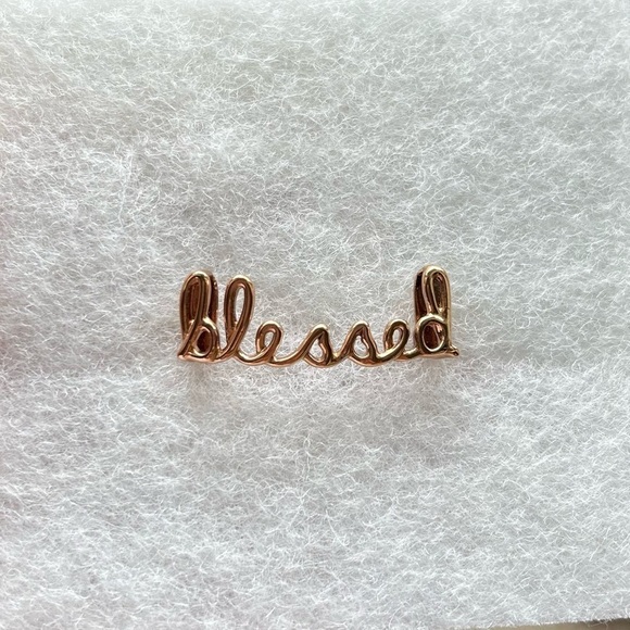 4/$20 Stella & dot Keep Collective script word “blessed” charm in rose gold - Picture 7 of 8